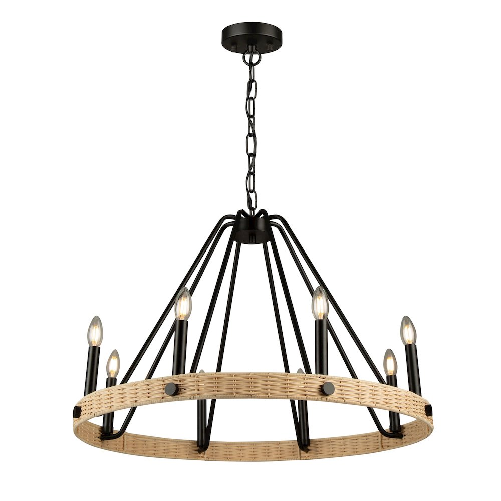Perris 8 Light Chandelier Black. Picture 1