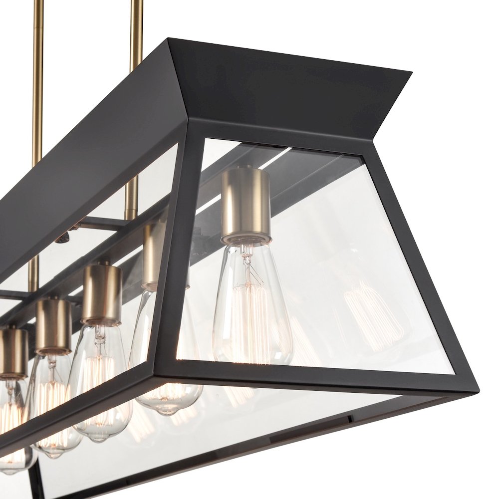 Lucian Linear Island Chandelier Black and Brushed Brass. Picture 5