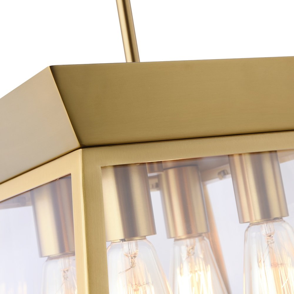 Lucian 4 Light Chandelier 12" Diameter Brushed Brass. Picture 4