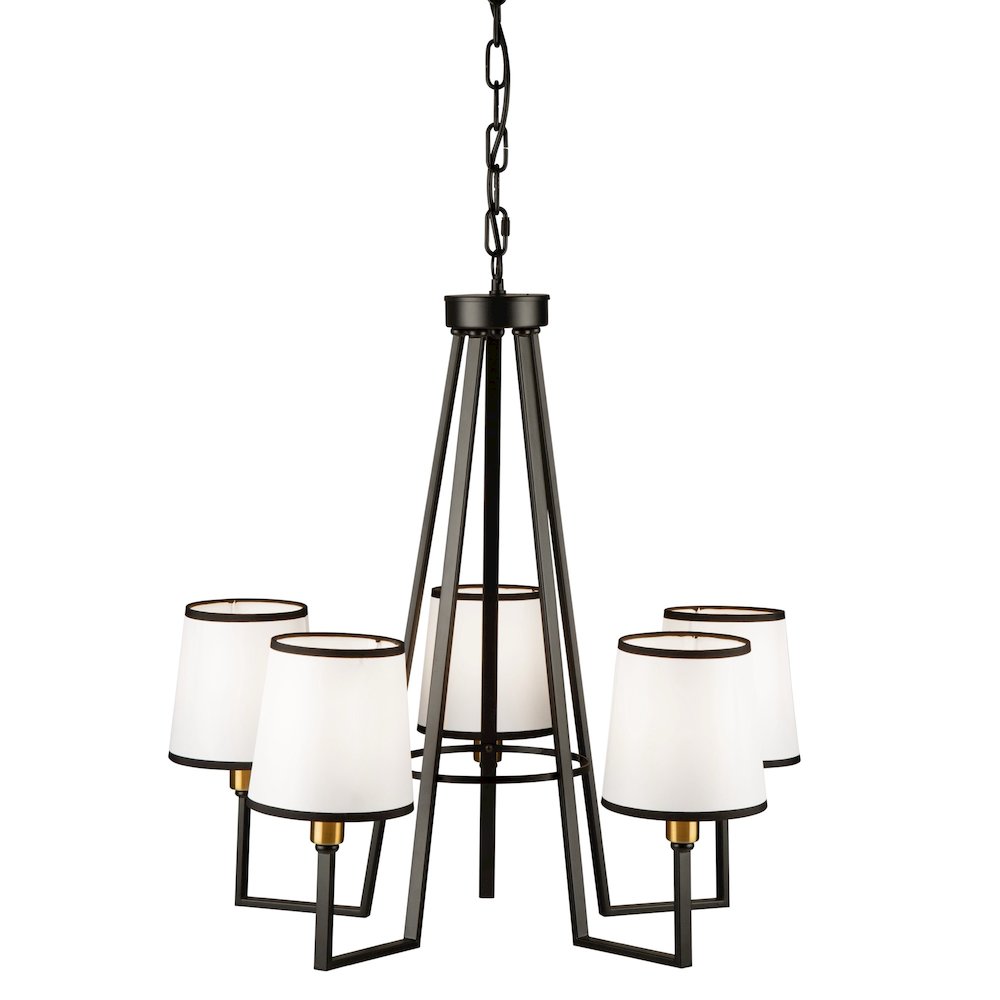 Coco 5 Light Chandelier Black and Gold. Picture 3