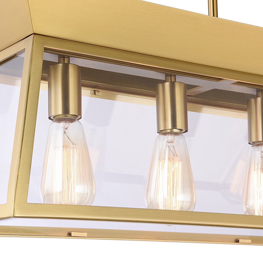 Lucian Linear Island Chandelier Brushed Brass. Picture 3
