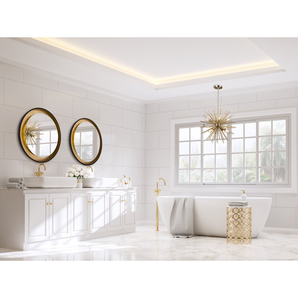 Sunburst  8 Light Chandelier (Satin Brass). Picture 4