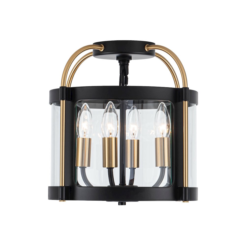 Bonita Collection 4Light Flush Mount Black and Brushed Brass. Picture 2