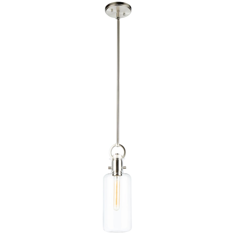 Single Large Glass Clear Pendant. Picture 1