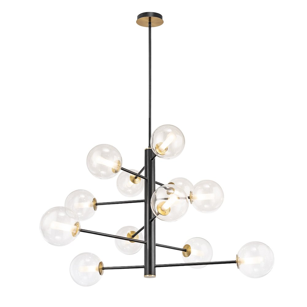 Aurelia Collection 12Light Chandelier Black and Brushed Brass. Picture 1