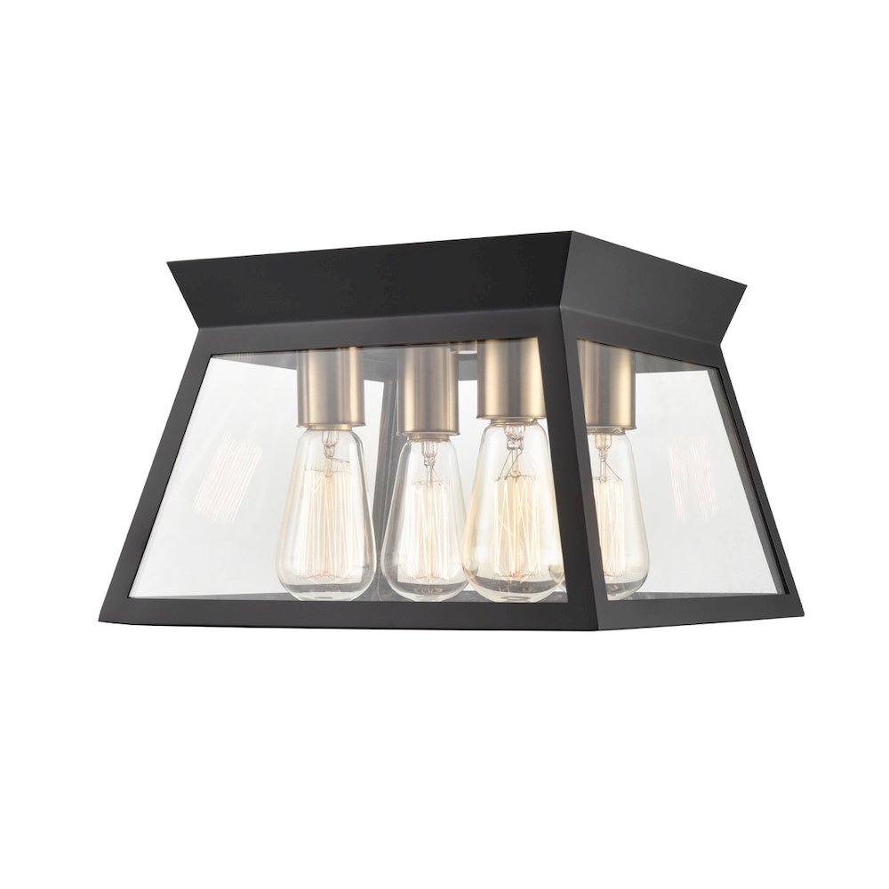 Lucian 4 Light Flushmount Black and Brushed Brass. Picture 2