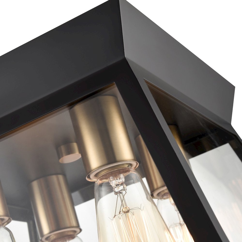 Lucian 4 Light Flushmount Black and Brushed Brass. Picture 5