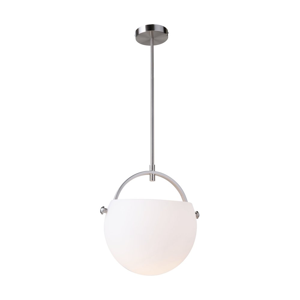 Single Opal Glass Pendant (Satin Nickel). Picture 1