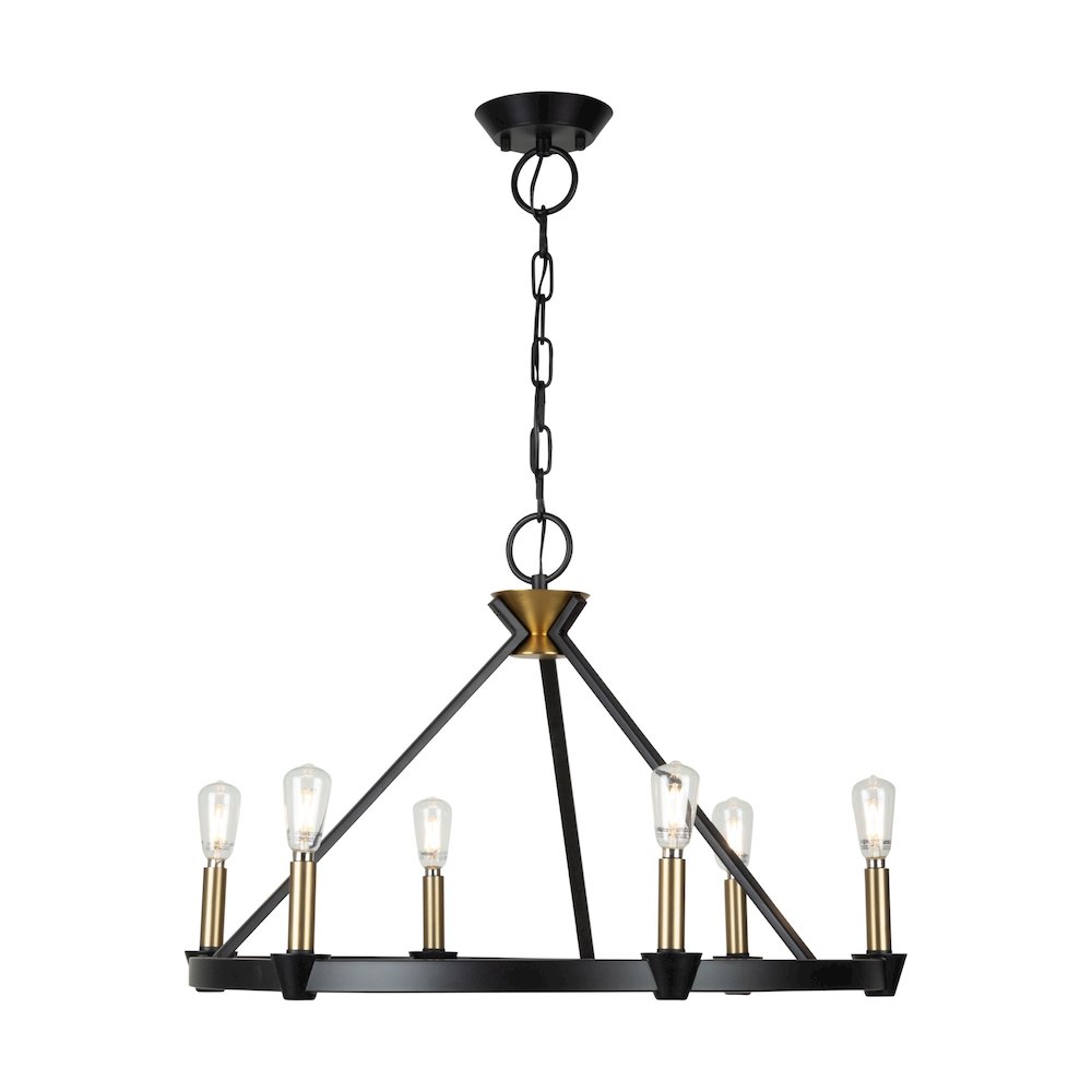 Notting Hill Collection 6Light Chandelier Black and Brushed Brass. Picture 4