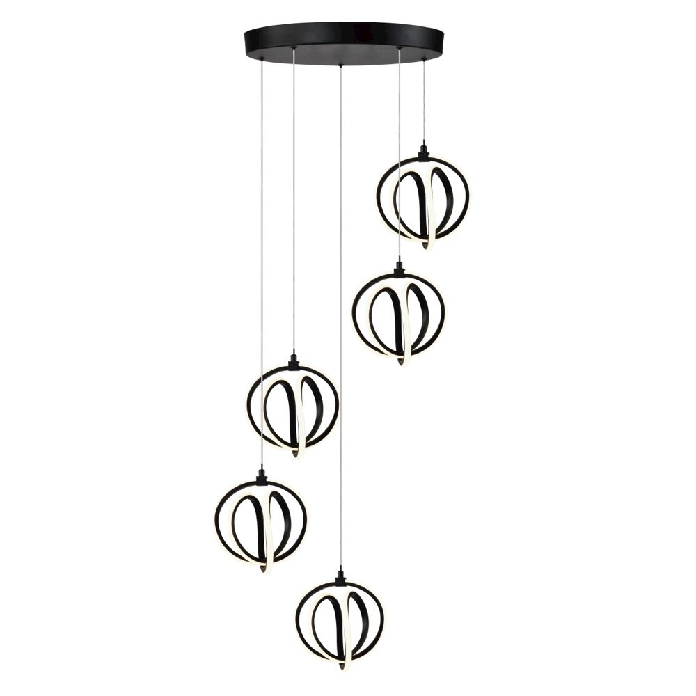 Rose 5 Light LED Chandelier Black. Picture 1
