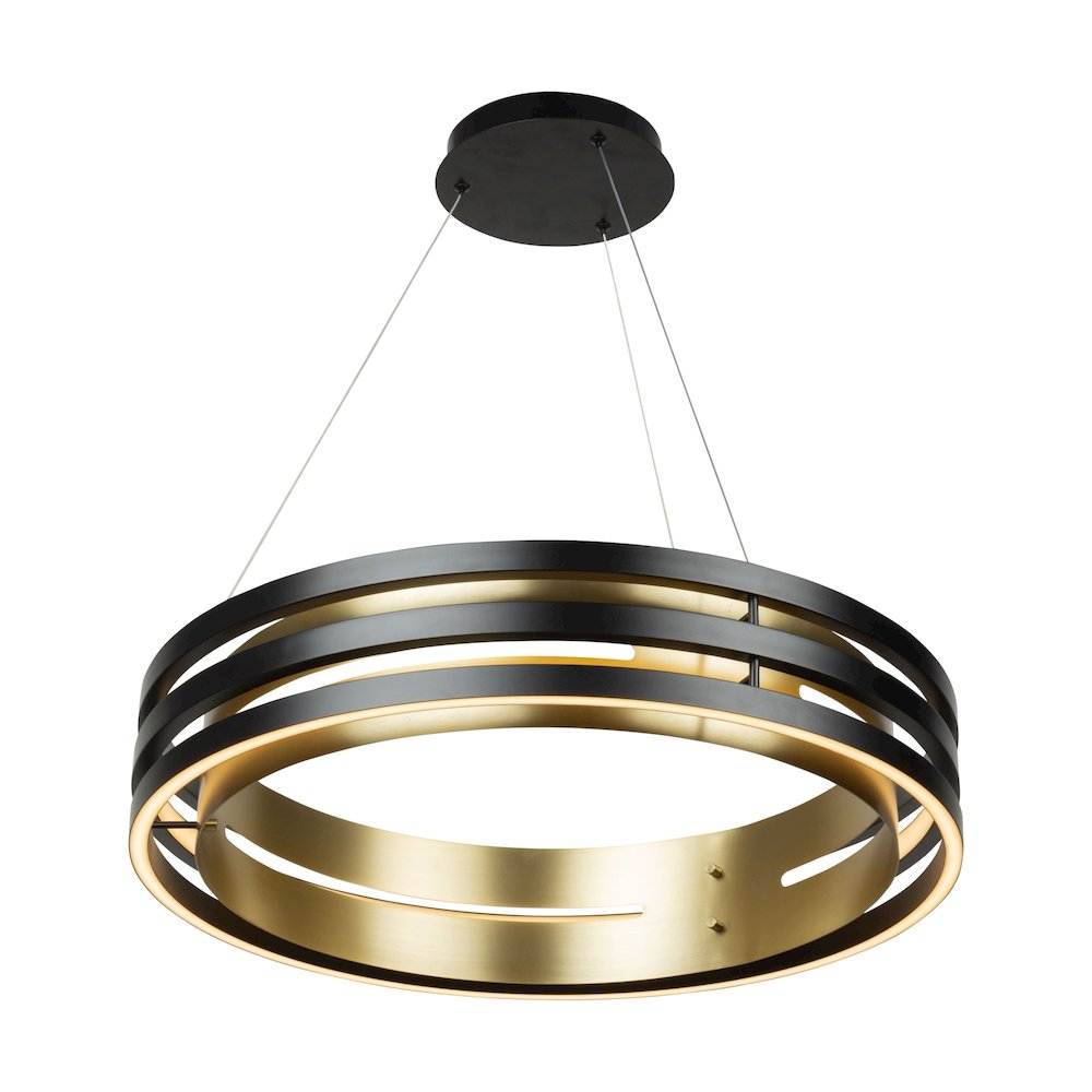 Toledo Collection 1Light 25.5" Chandelier Black and Brushed Brass. Picture 3