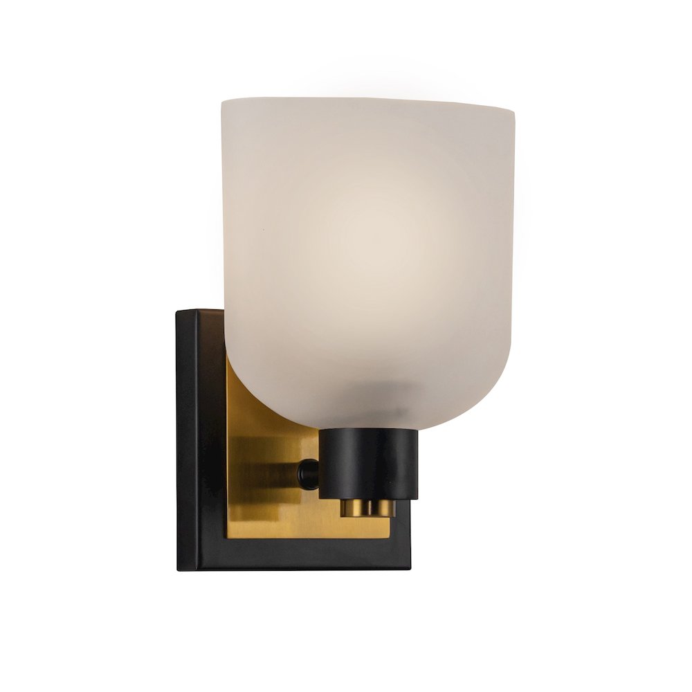 Lyndon Collection 1Light Bathroom Sconce Black and Brushed Brass. Picture 3
