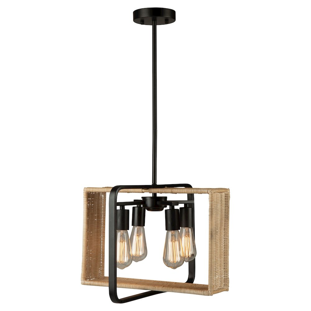 Perris 4 Light Pendant Black. Picture 3