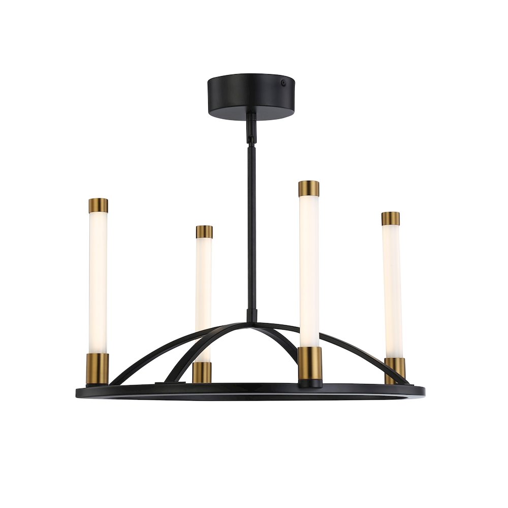 Infiniti Collection 4Light Integrated LED Chandelier, Matte Black & Brass. Picture 2