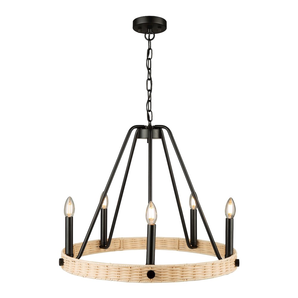 Perris 5 Light Chandelier Black. Picture 3