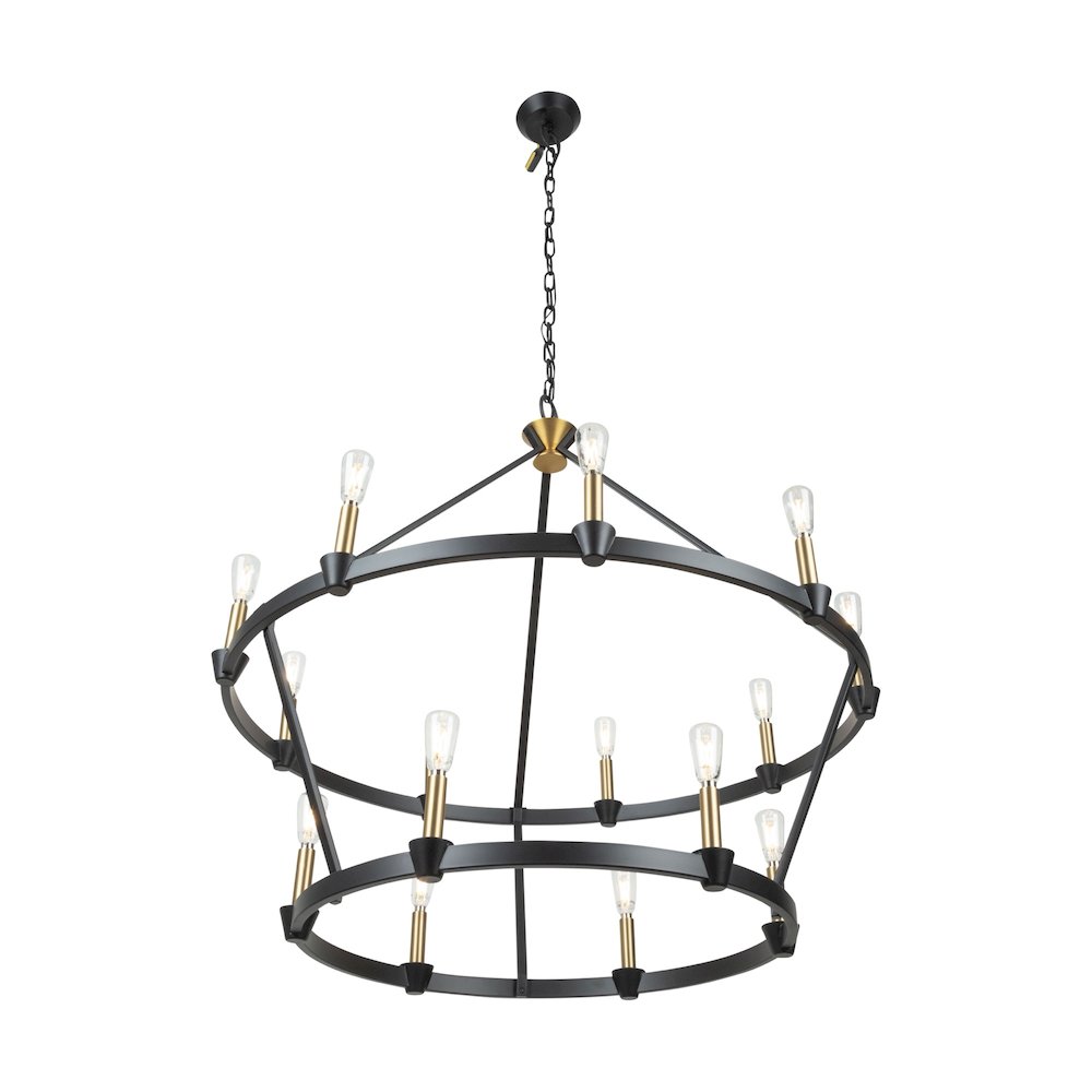 Notting Hill Collection 15Light Chandelier Black and Brushed Brass. Picture 3