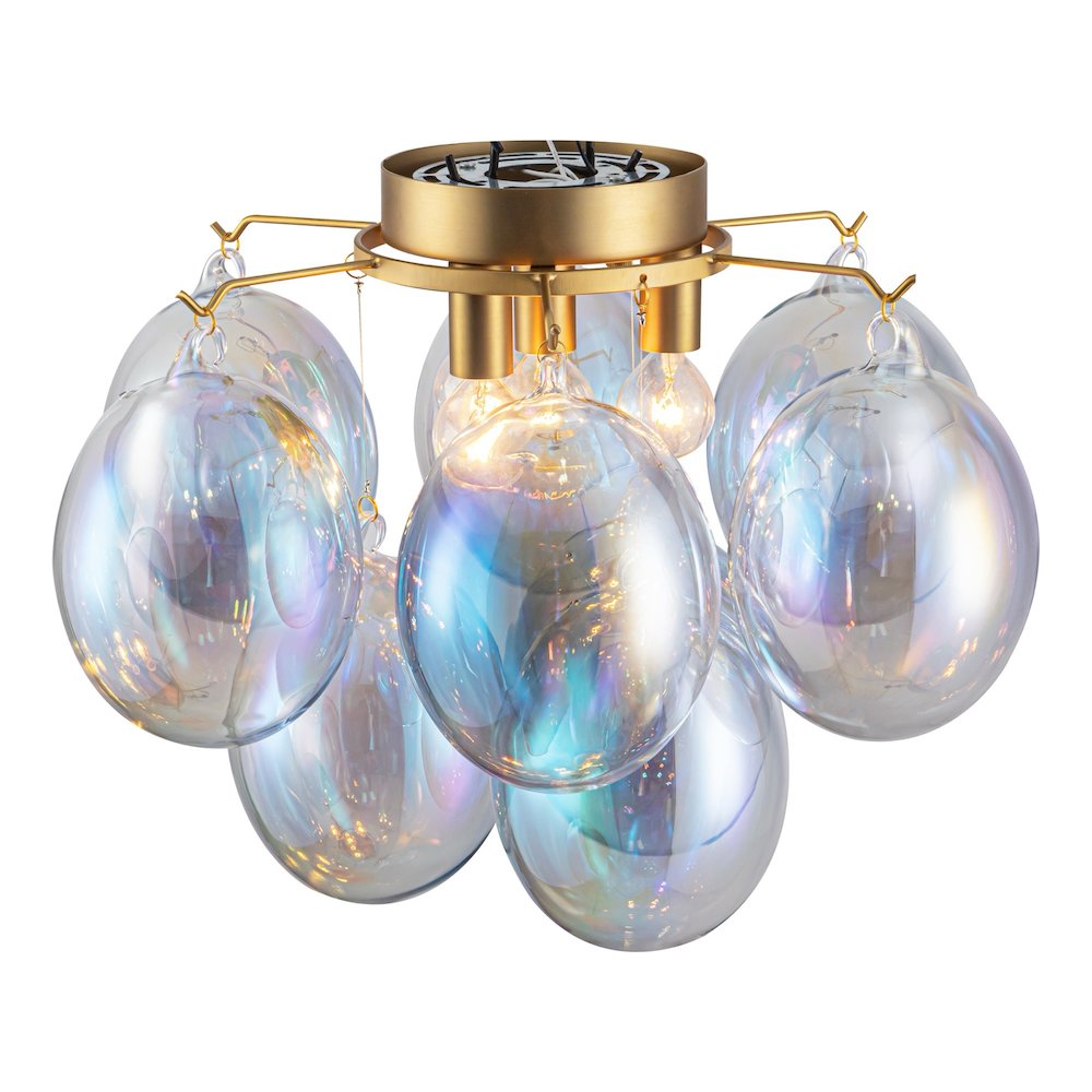 Globo Collection 4Light SemiFlush Mount Iridescent and Brass. Picture 3