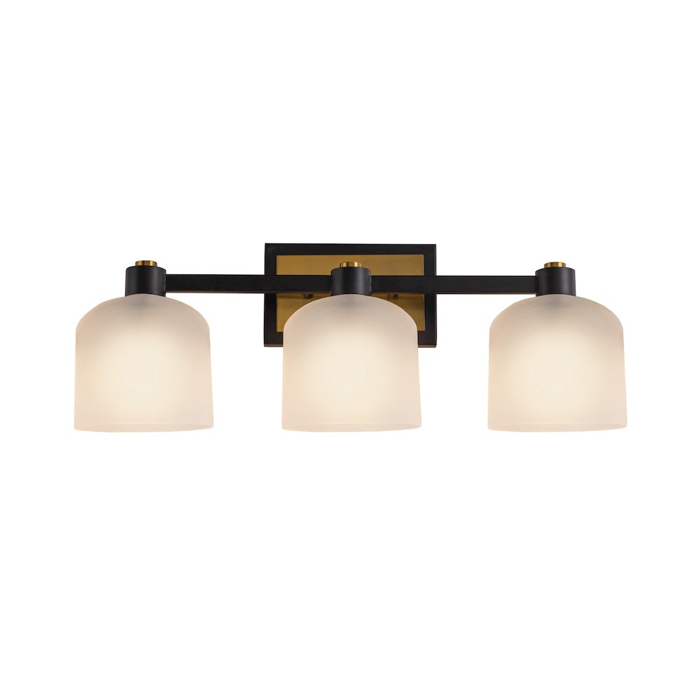 Lyndon Collection 3Light Bathroom Vanity Black and Brushed Brass. Picture 5