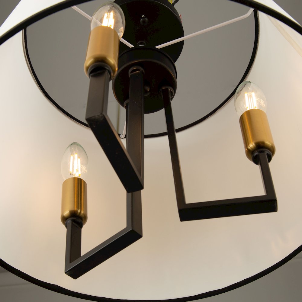 Coco 3 Light SemiFlush Mount Black and Gold. Picture 6