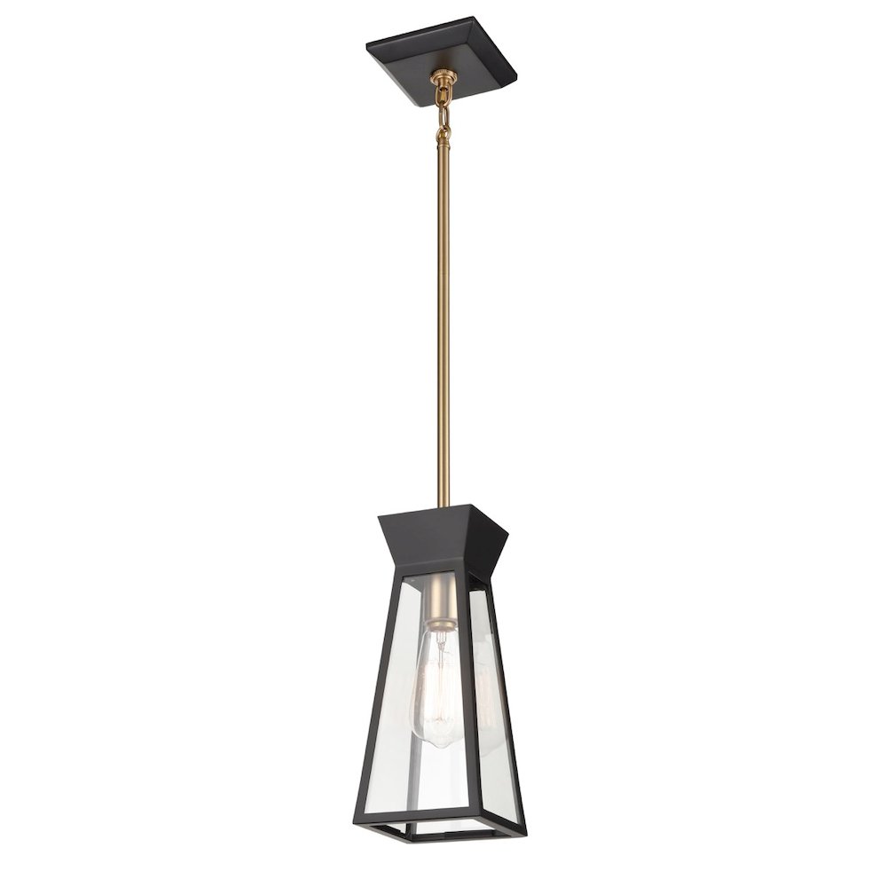 Lucian Single Pendant Black and Brushed Brass. Picture 1