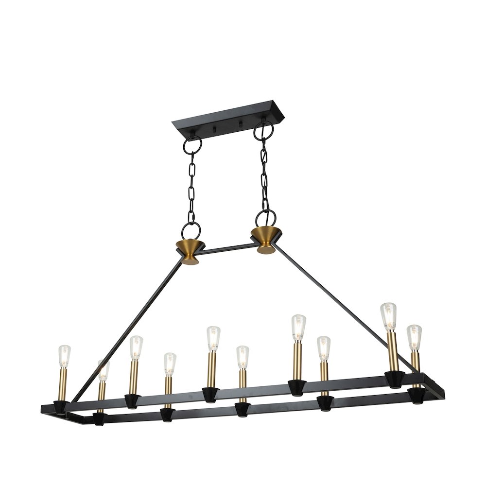 Notting Hill Collection 10Light Island/Pool Table Black and Brushed Brass. Picture 1