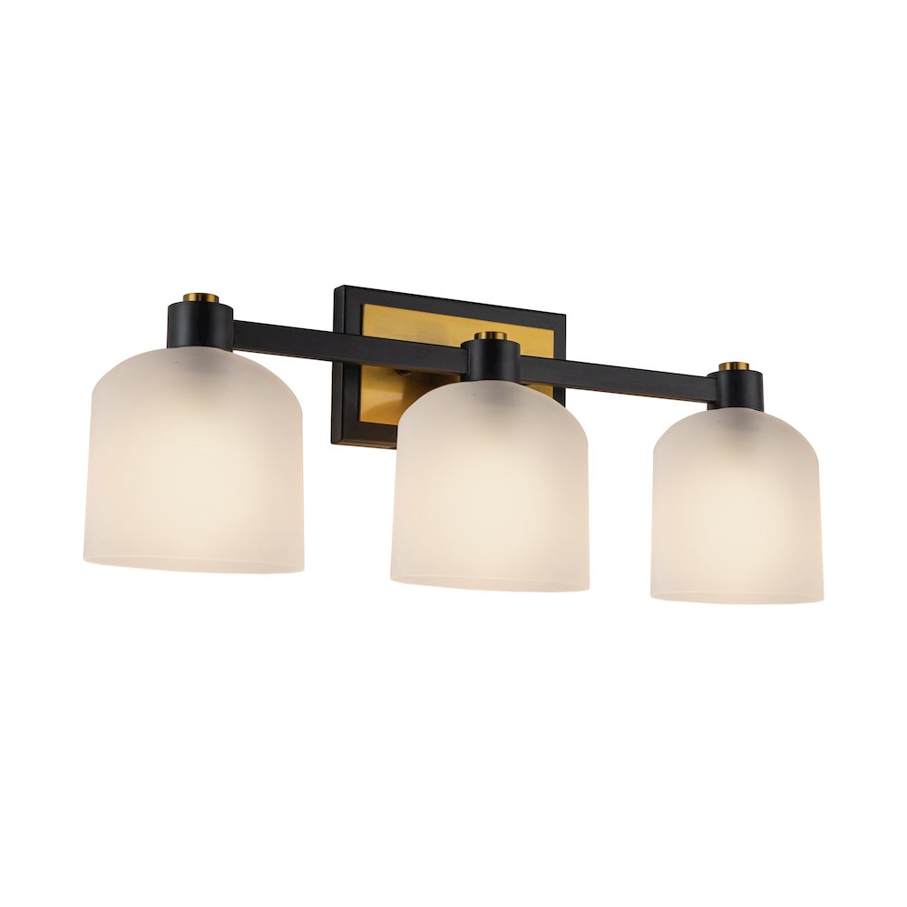 Lyndon Collection 3Light Bathroom Vanity Black and Brushed Brass. Picture 1