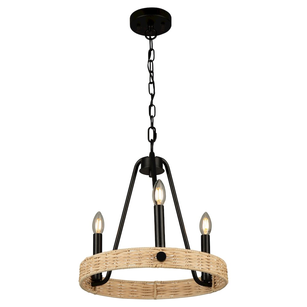 Perris 3 Light Chandelier Black. Picture 2