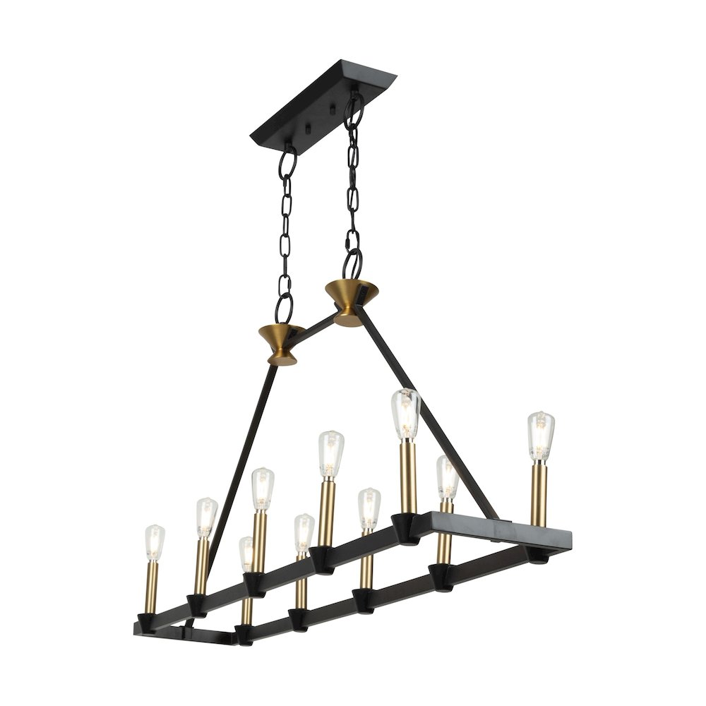 Notting Hill Collection 10Light Island/Pool Table Black and Brushed Brass. Picture 5