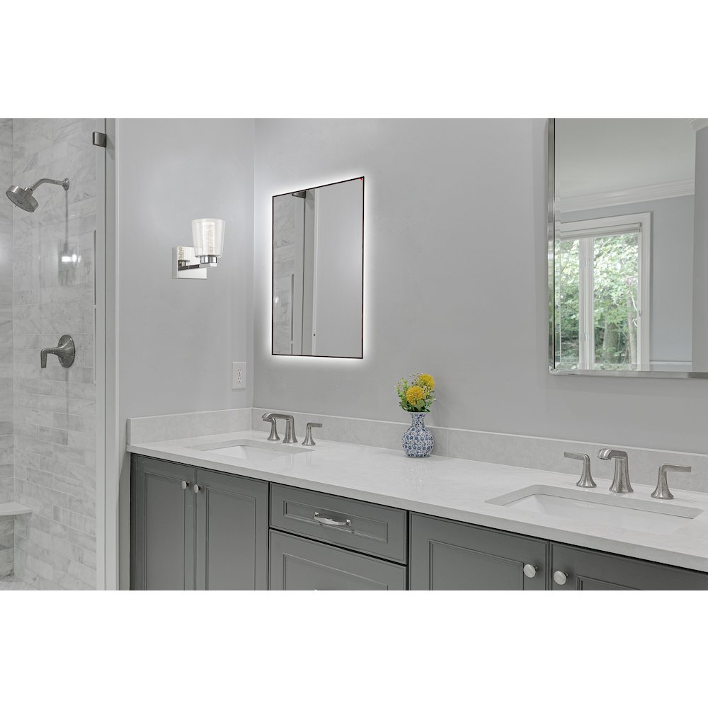 Reflections Collection 24W LED Rectangular Wall Mirror Black. Picture 3