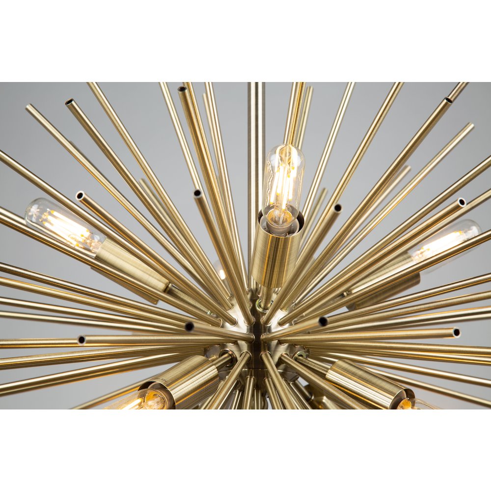 Sunburst  8 Light Chandelier (Satin Brass). Picture 2