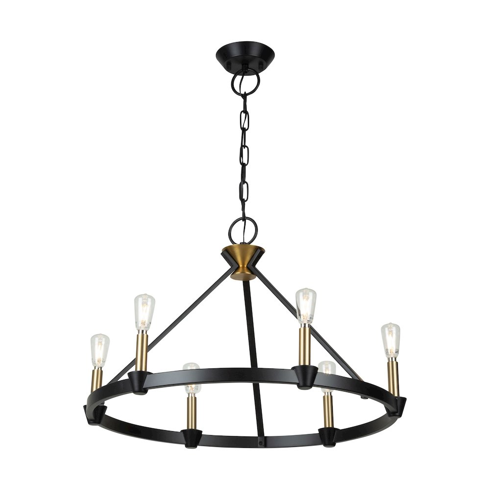 Notting Hill Collection 6Light Chandelier Black and Brushed Brass. Picture 3