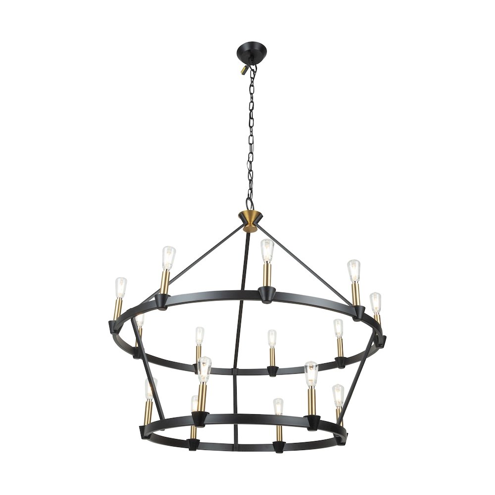 Notting Hill Collection 15Light Chandelier Black and Brushed Brass. Picture 4