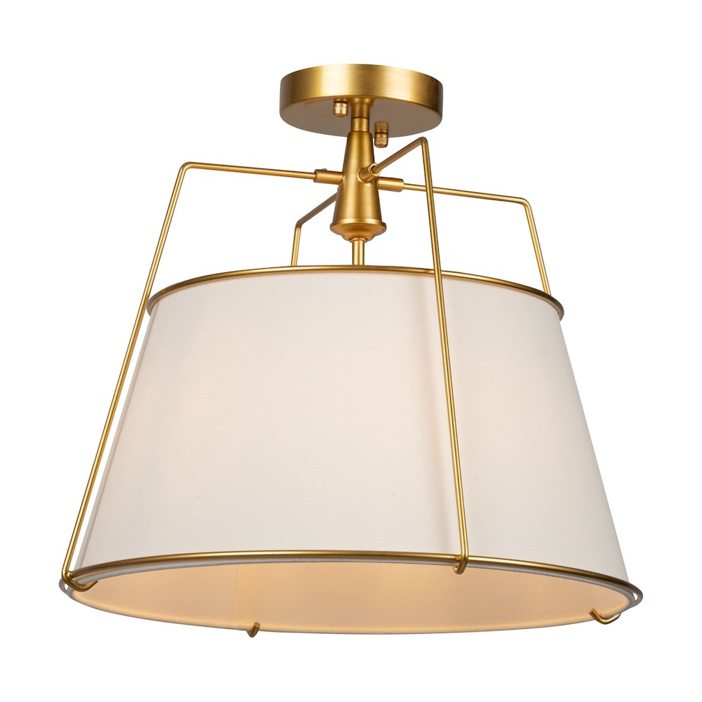 Pullman Collection 3Light SemiFlush Mount Brass. Picture 1
