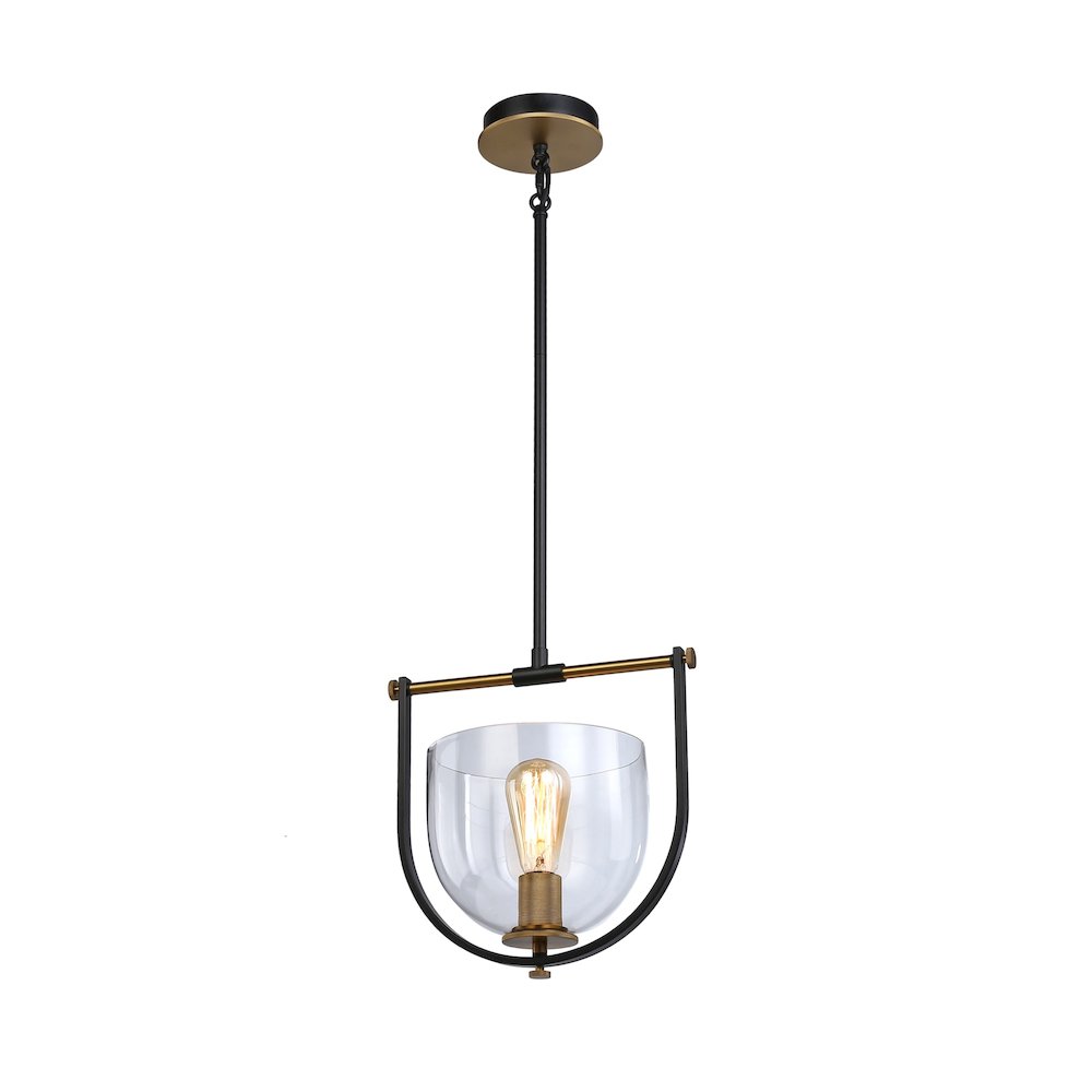Cheshire Collection 1Light Pendant, Black & Brass. Picture 5