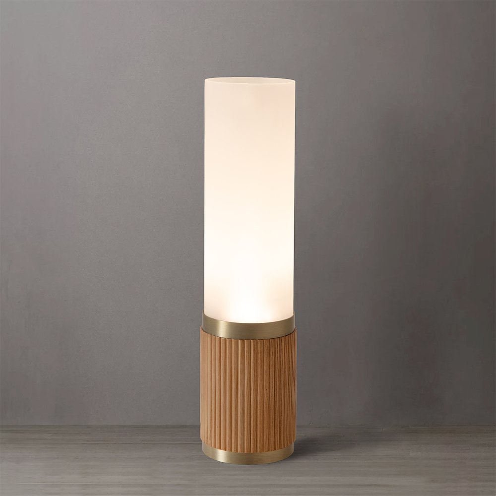 Tambo Cylindro 18" Petite Accent Table Lamp, Natural Ash, Weathered Brass. Picture 2