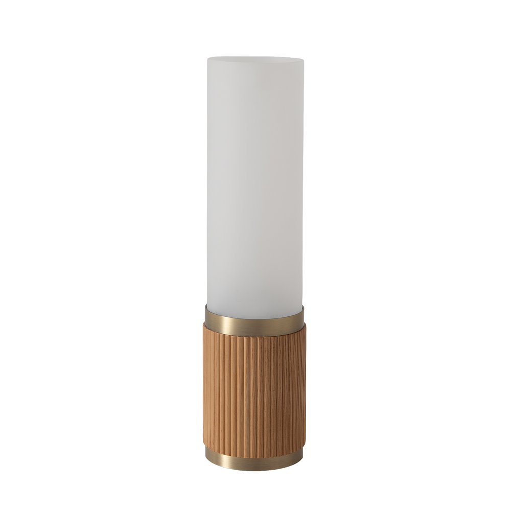 Tambo Cylindro 18" Petite Accent Table Lamp, Natural Ash, Weathered Brass. Picture 8