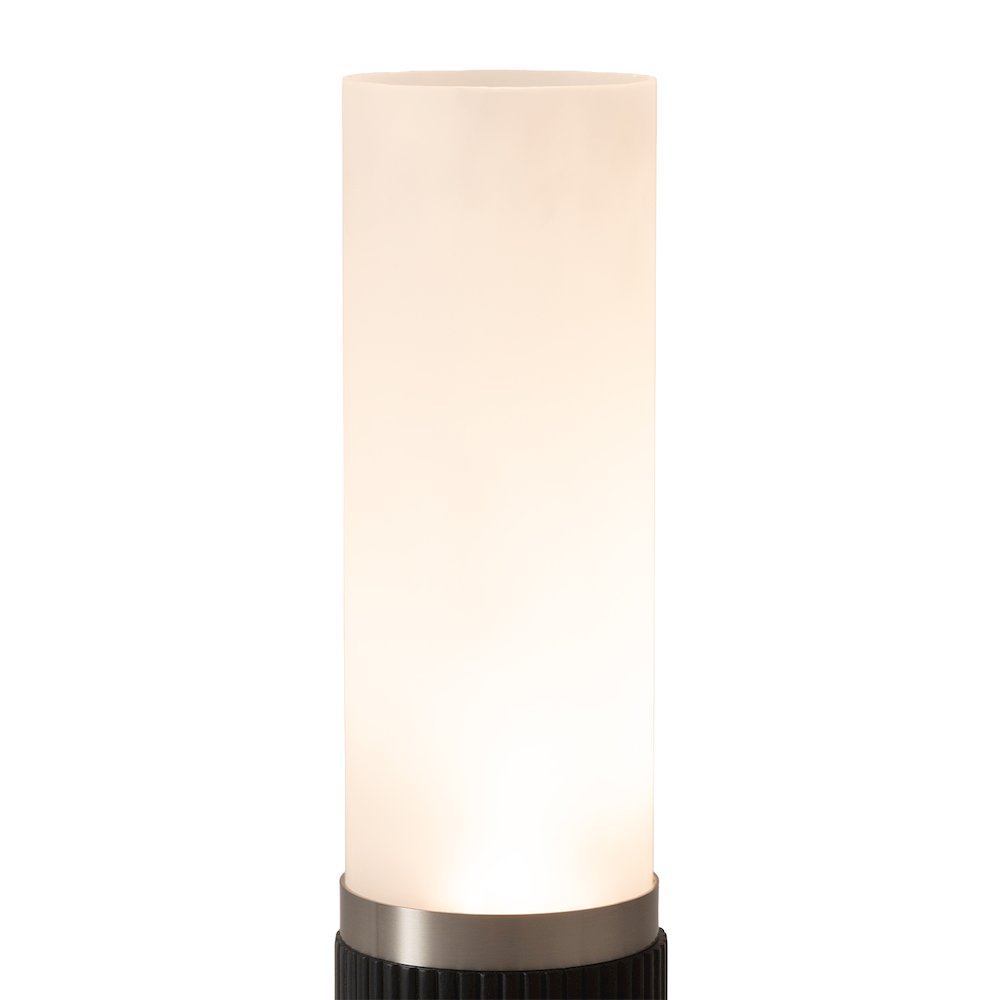 Tambo Cylindro 18" Petite Accent Table Lamp - Black Oak, Satin Nickel, Frosted. Picture 5