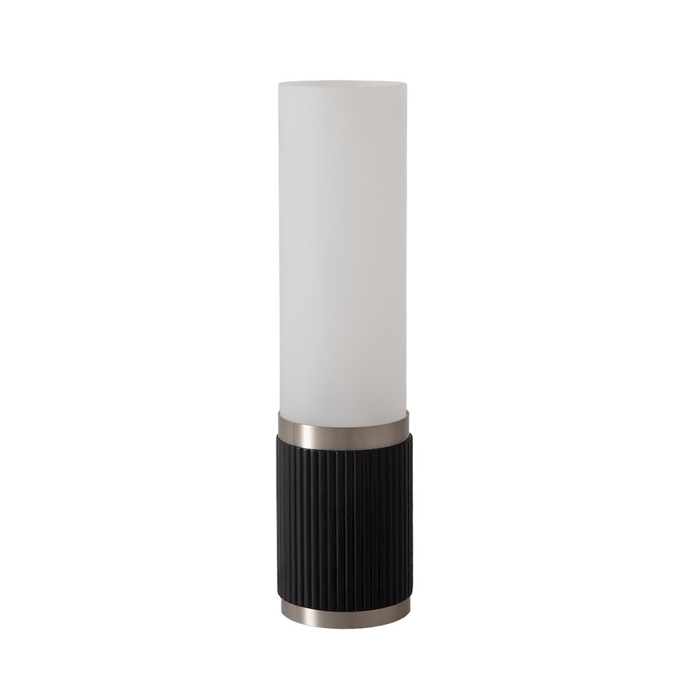 Tambo Cylindro 18" Petite Accent Table Lamp - Black Oak, Satin Nickel, Frosted. Picture 8