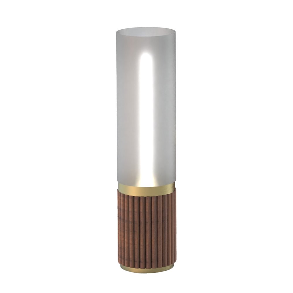 Tambo Cylindro 18" Petite Accent Table Lamp, Dark Walnut, Weathered Brass. Picture 1