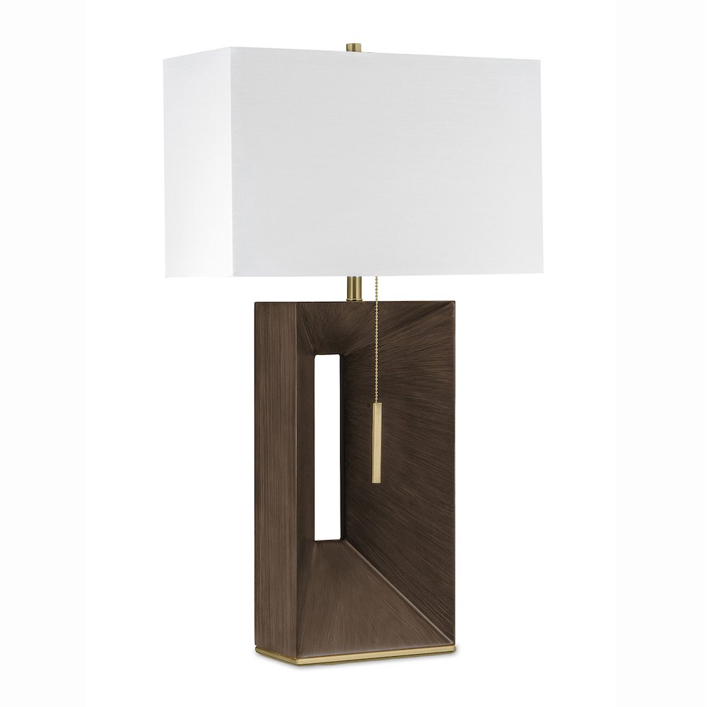 Parallux Standing Table Lamp Walnut & Weathered Brass. Picture 1