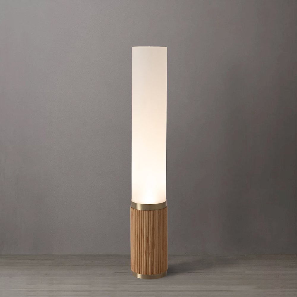 Tambo Cylindro, 29" Accent Table Lamp, Natural Ash, Weathered Brass, Frosted. Picture 2