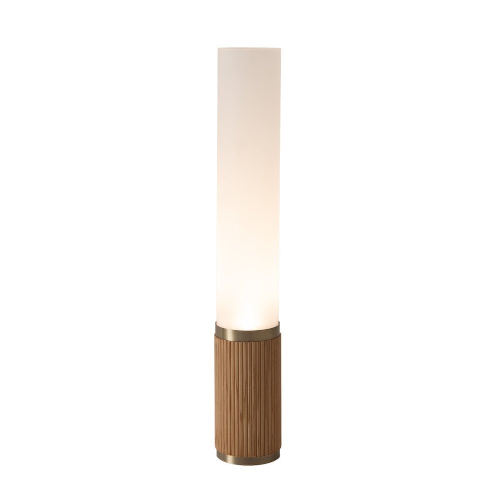 Tambo Cylindro, 29" Accent Table Lamp, Natural Ash, Weathered Brass, Frosted. Picture 1