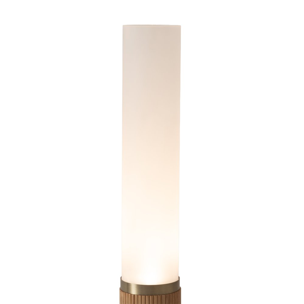 Tambo Cylindro, 29" Accent Table Lamp, Natural Ash, Weathered Brass, Frosted. Picture 5