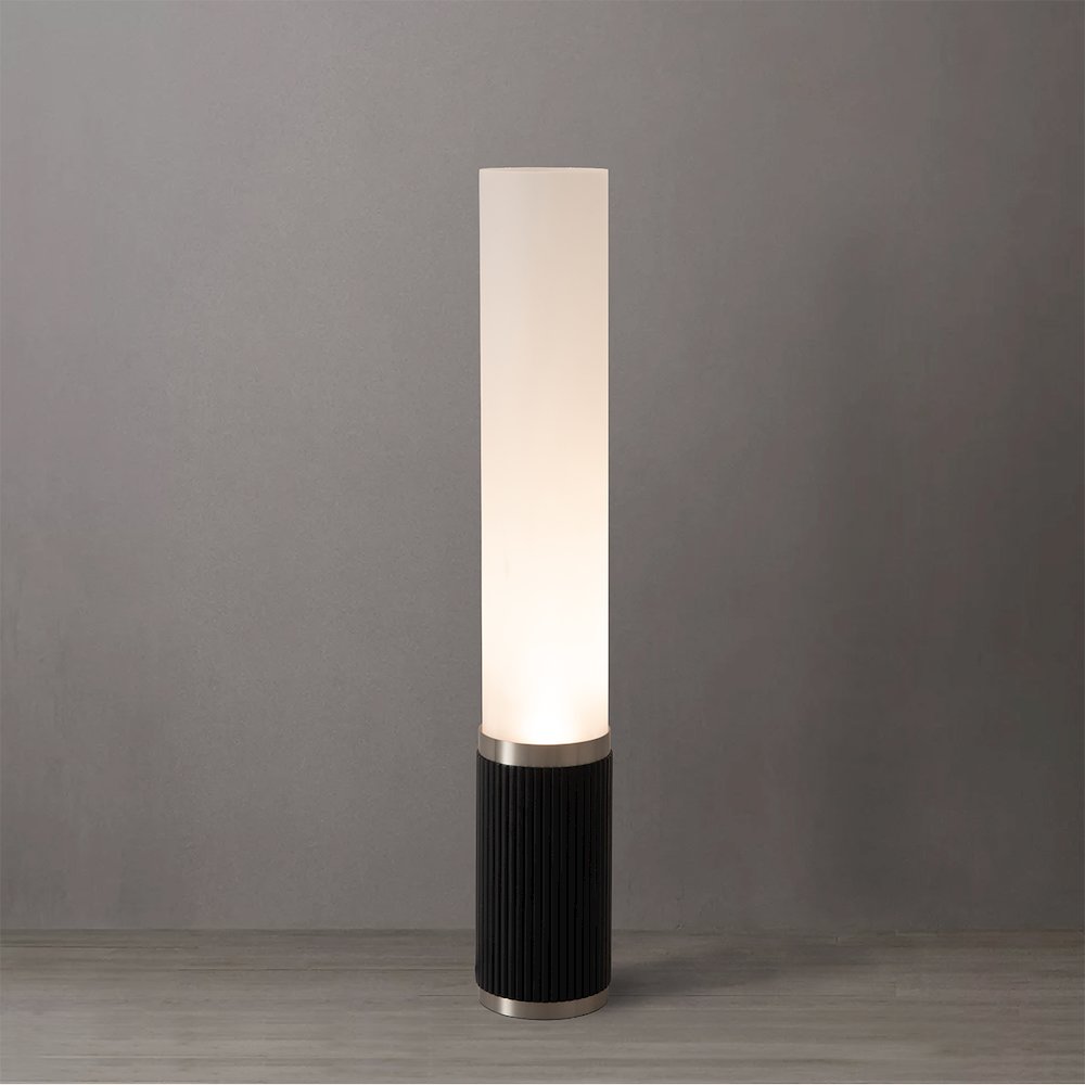 Tambo Cylindro, 29" Accent Table Lamp, Black Oak, Satin Nickel, Frosted Acrylic. Picture 2