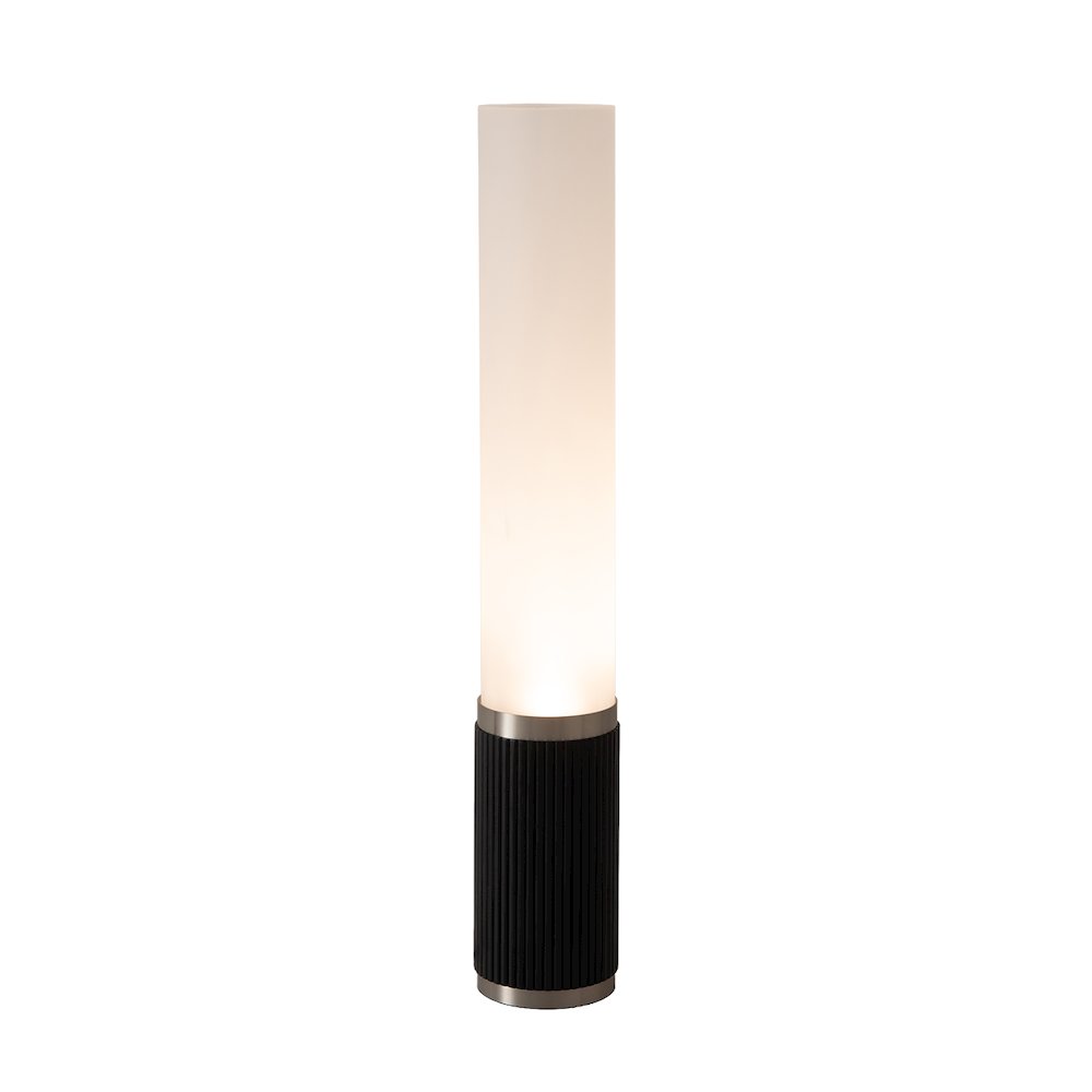 Tambo Cylindro, 29" Accent Table Lamp, Black Oak, Satin Nickel, Frosted Acrylic. Picture 1