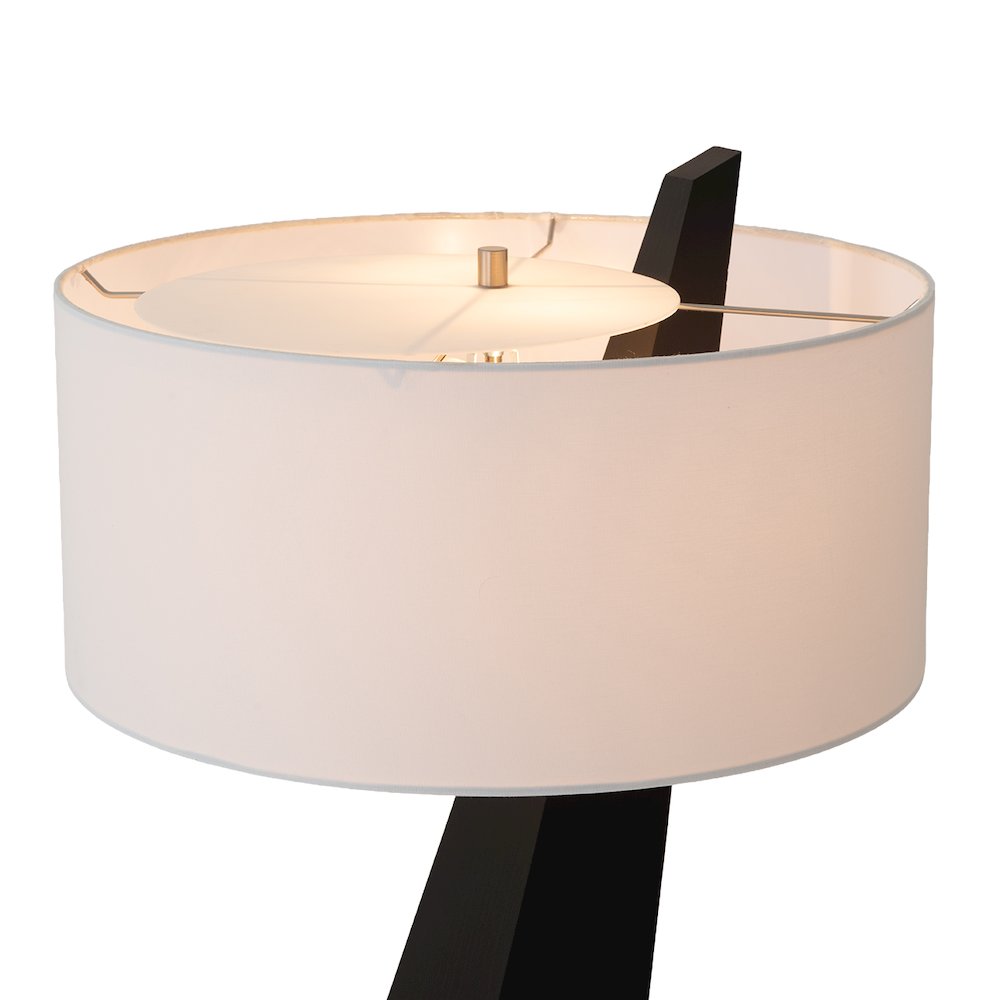 Obelisk Premium Quality Table Lamp, Black Oak, Satin Nickel, White Cotton-Linen. Picture 5