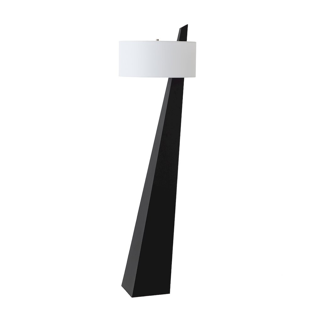 Obelisk 63" Black Oak Floor Lamp, Black Oak Finish, Satin Nickel, White. Picture 8