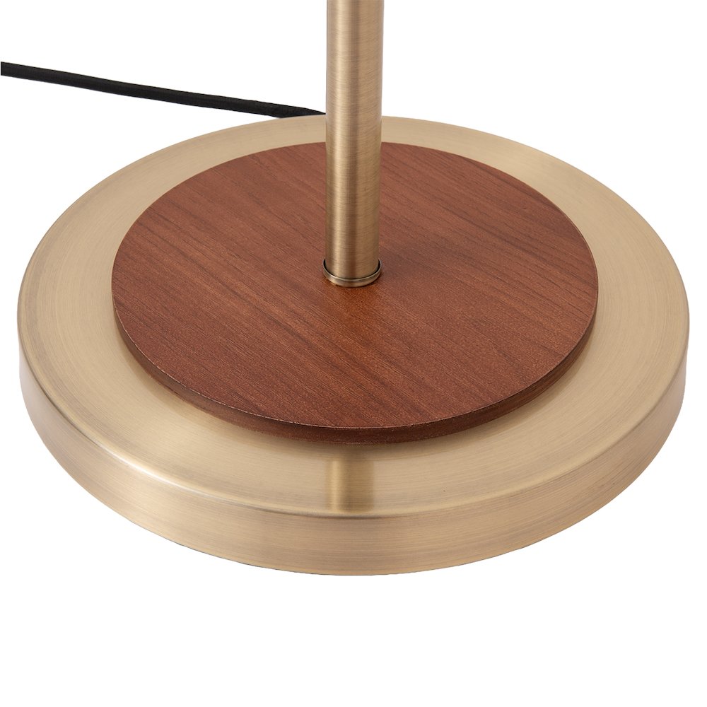 Encinitas 3-Light Tree Floor Lamp - Weathered Brass, Wood Shade Detail with. Picture 4