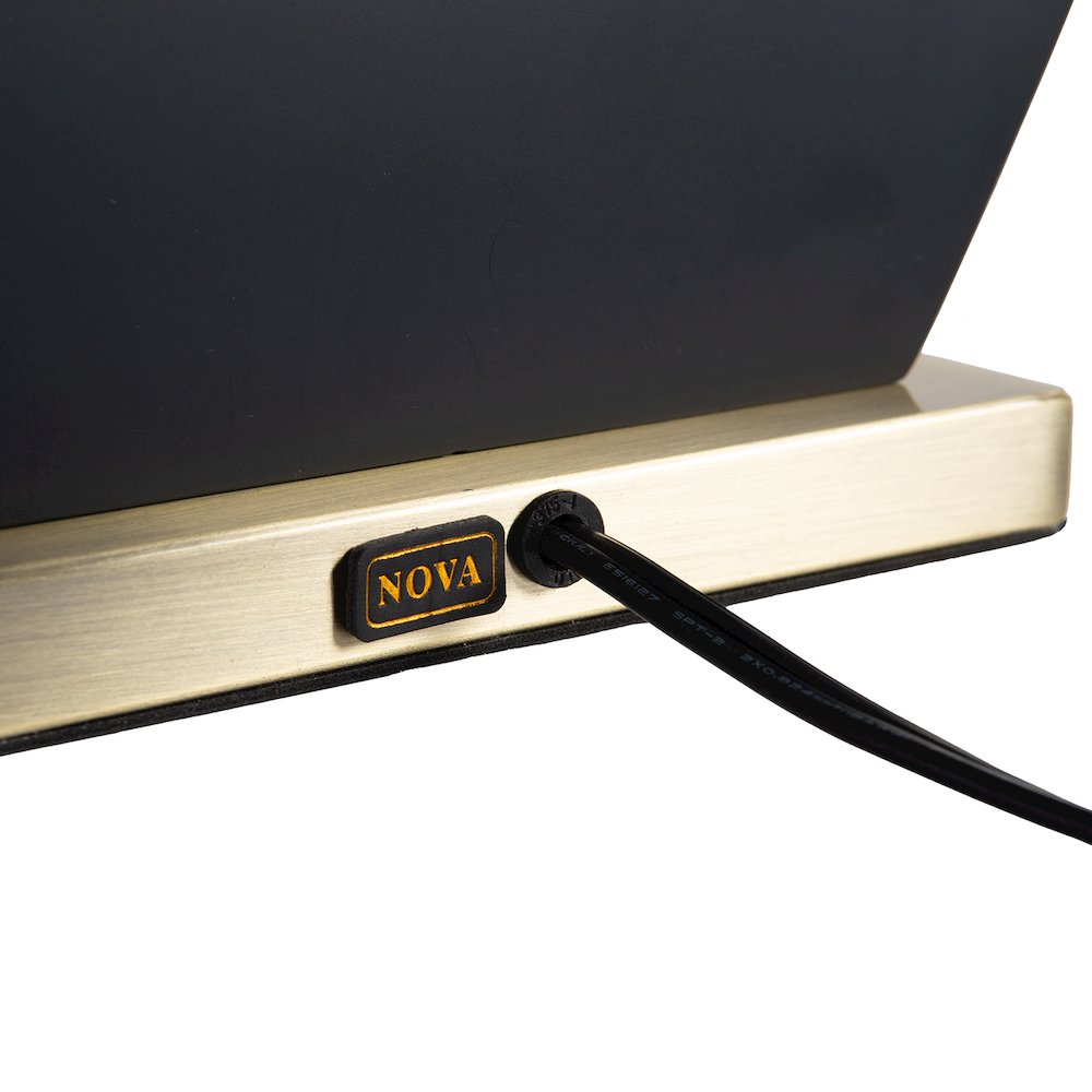 Pearson Table Lamp - Ebony Wood, Weathered Brass, White Cotton-Linen Shade. Picture 10