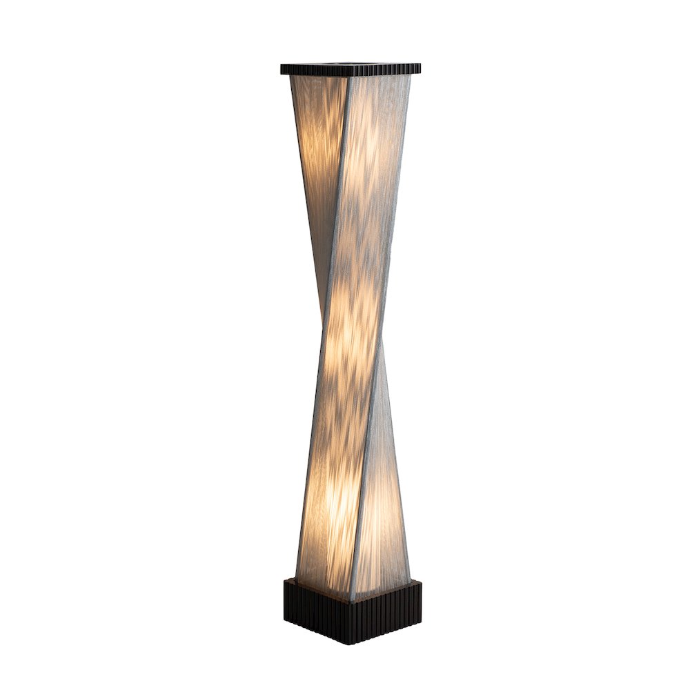 Torque Accent Floor Lamp - Ebony Finish, Hand-knotted Silvered String Shade. Picture 10